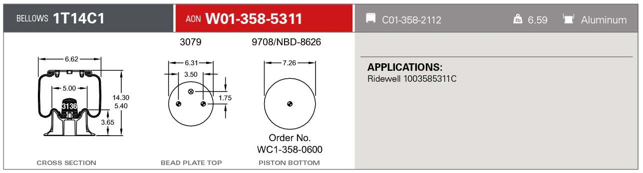W01-358-5311 | Firestone Airide Air Spring for Hendrickson Axle