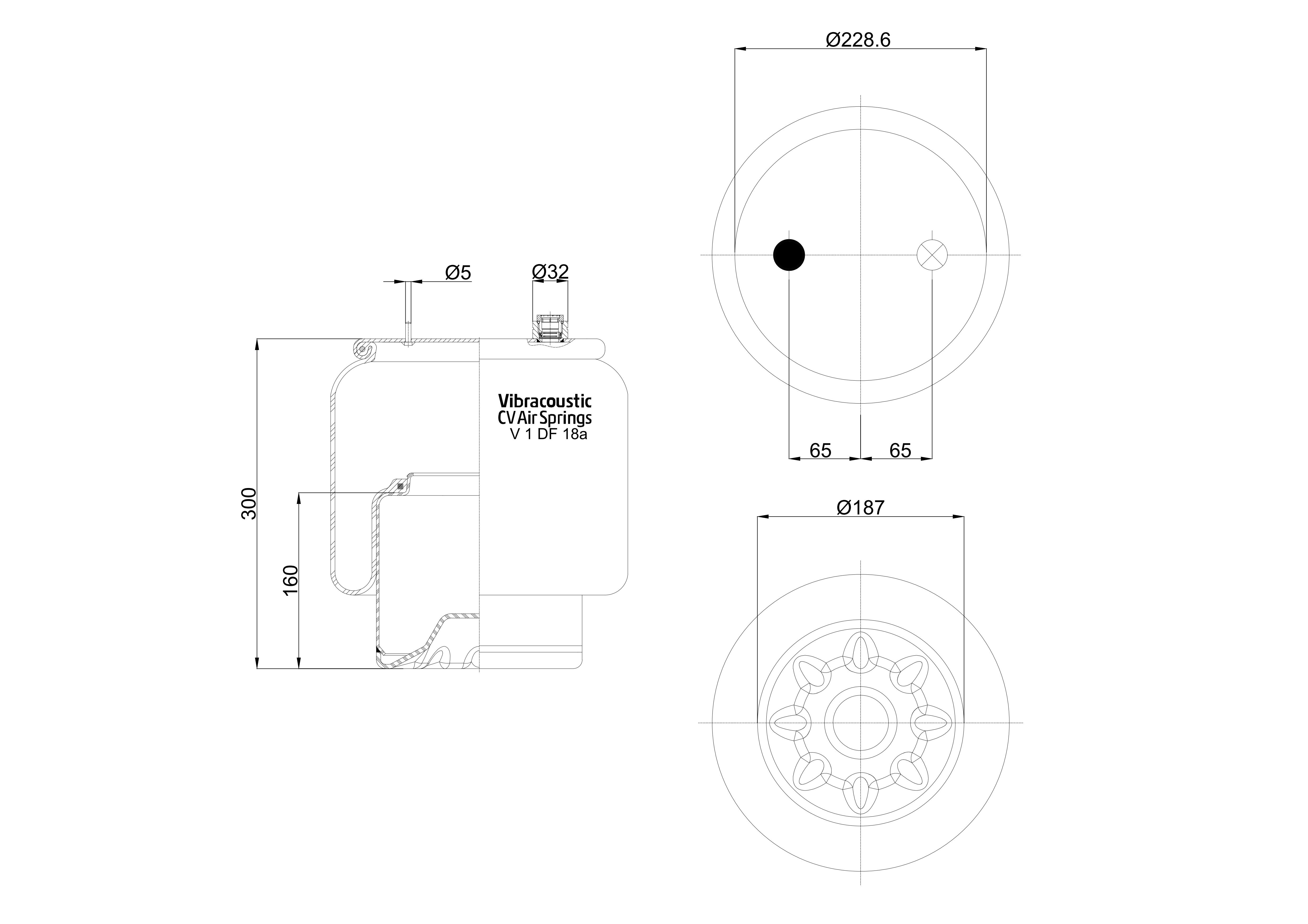 V 1 DF 18 A-30 KL | Vibracoustic Aircruise Air Spring for Mercedes-Benz Actros / Arocs Truck