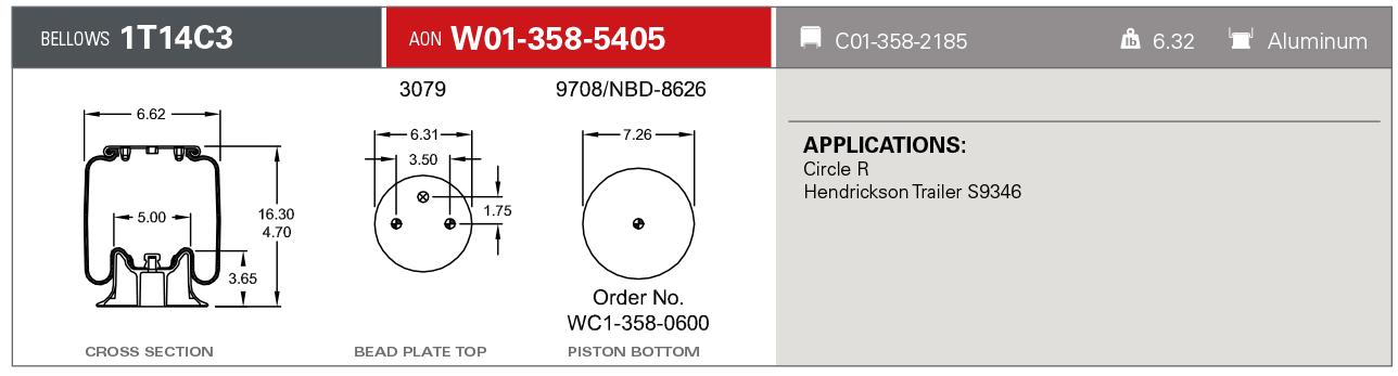 W01-358-5405 | Firestone Airide Air Spring for Hendrickson Axle