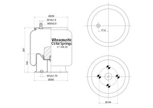 V 1 DK 25-8747 | Vibracoustic Aircruise Air Spring for Daimler TAS HT250 Trailer