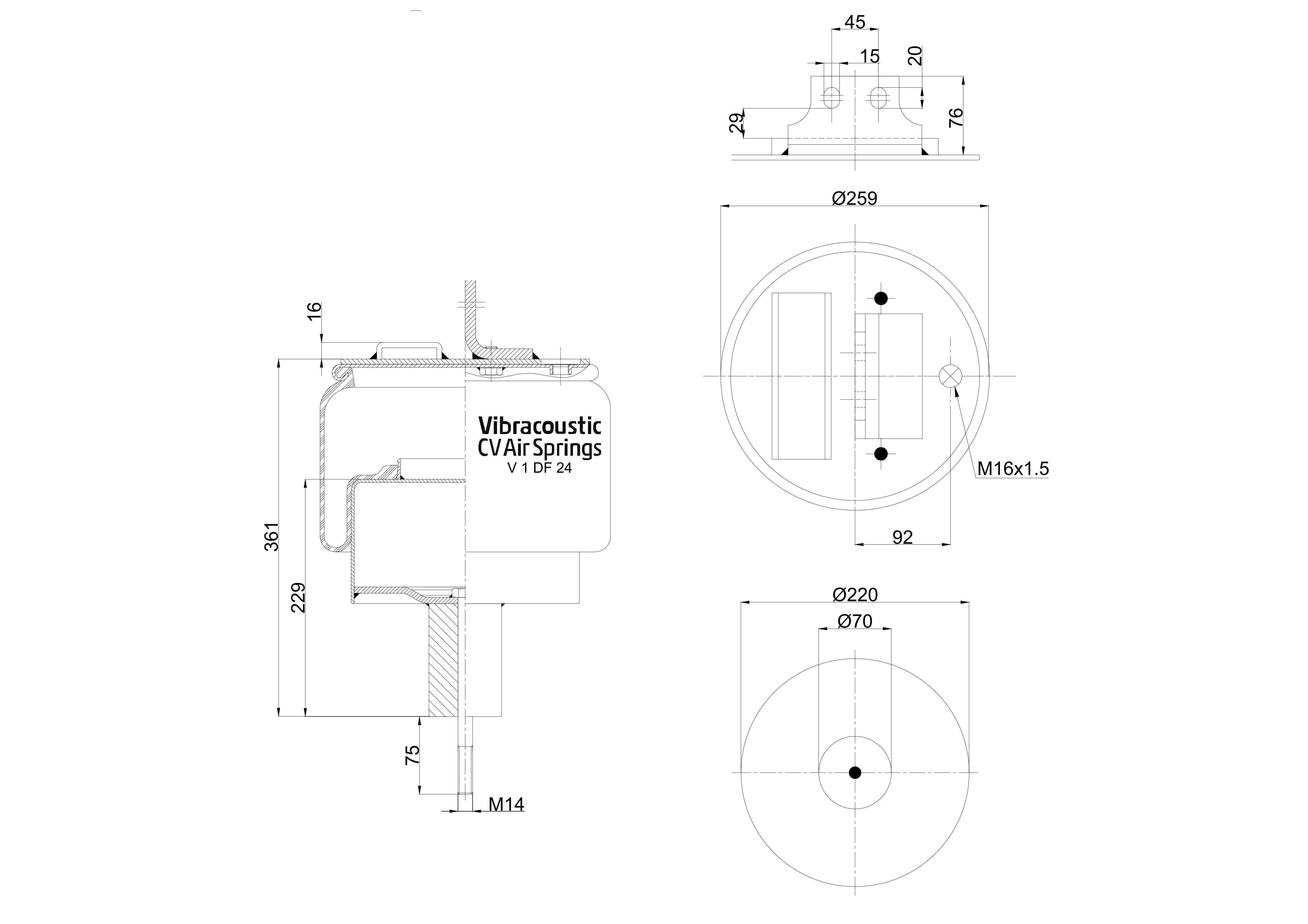 V 1 DF 24 | Vibracoustic Aircruise Air Spring for IVECO Trakker Truck