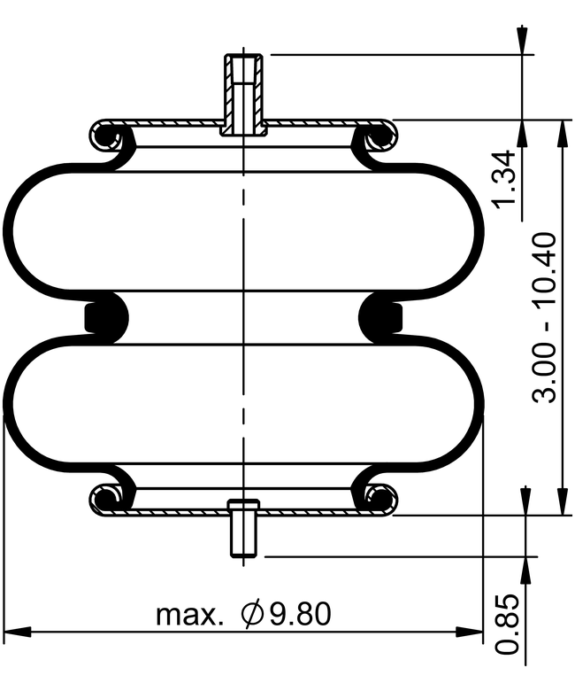 FD 200-19 505 | ContiTech Air Spring for Ridewell Axle
