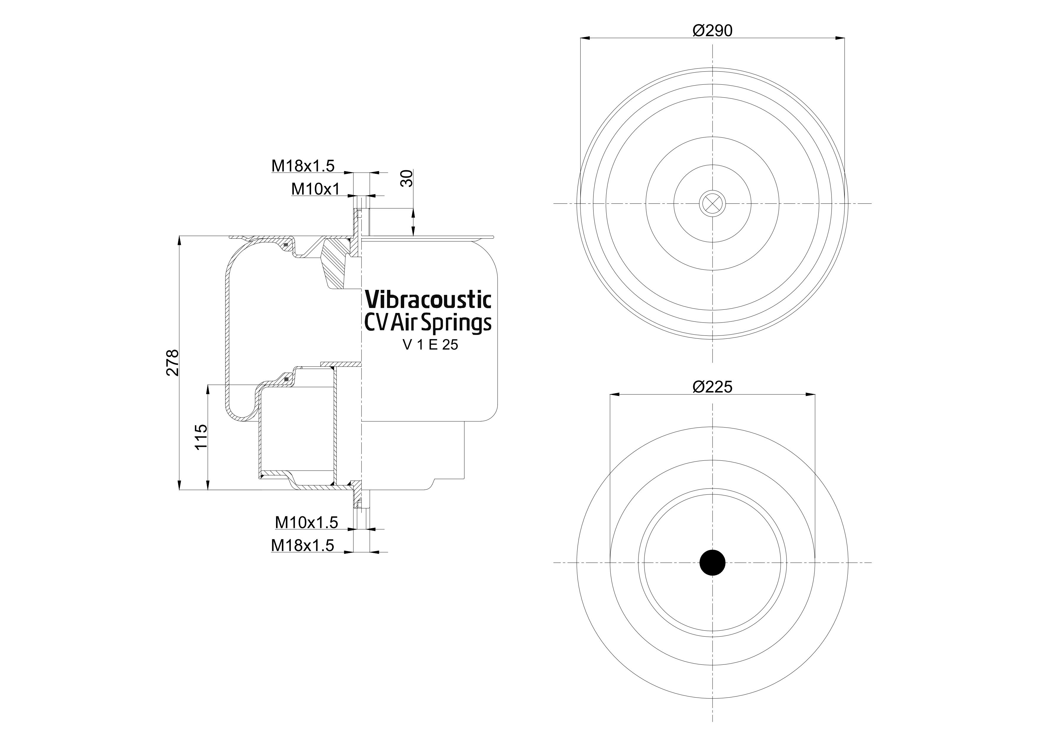 V 1 E 25-5, OE No. 10136462 | Vibracoustic Aircruise Air Spring for BYD Bus