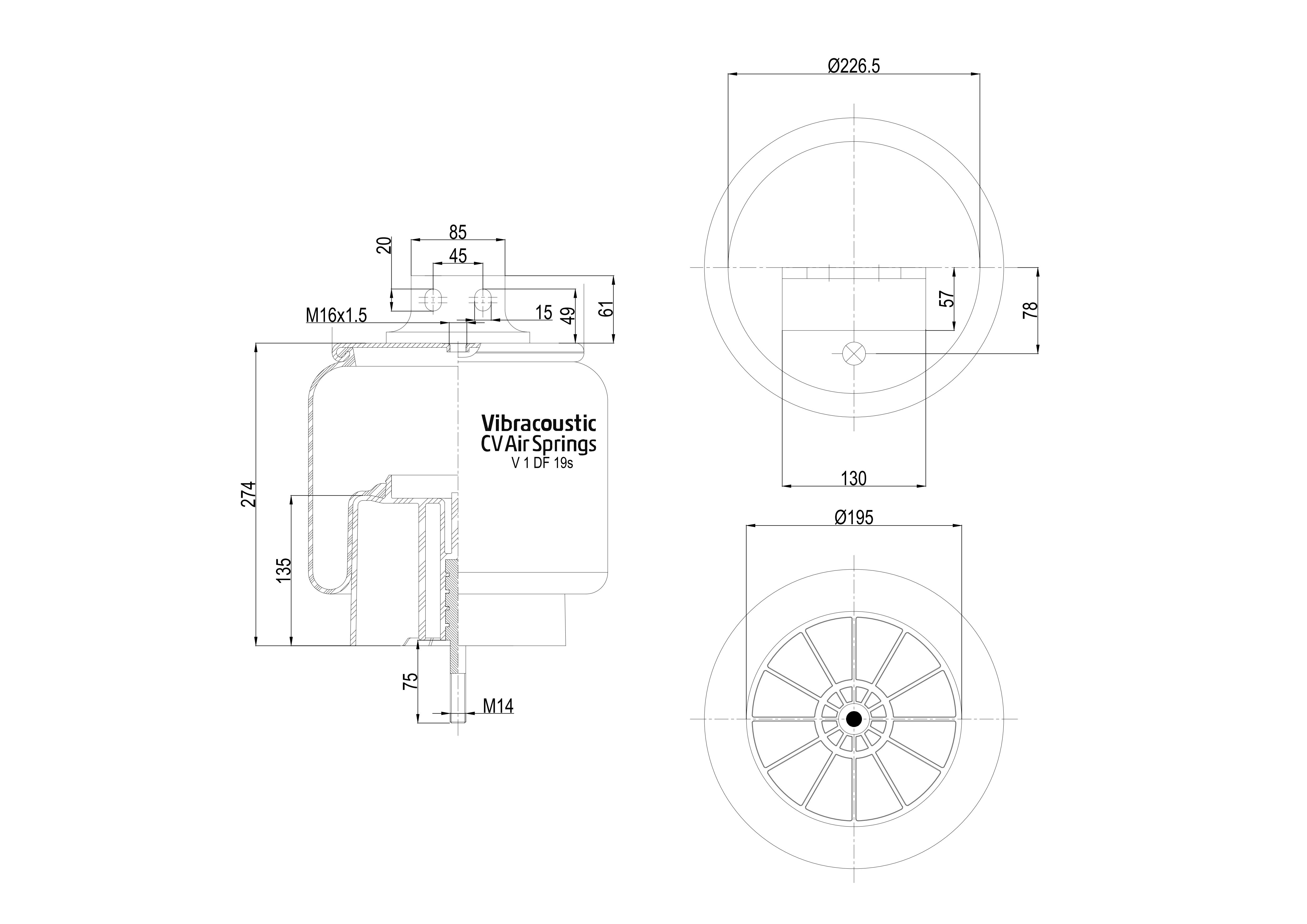V 1 DF 19S-180 | Vibracoustic Aircruise Air Spring for IVECO Stralis Truck