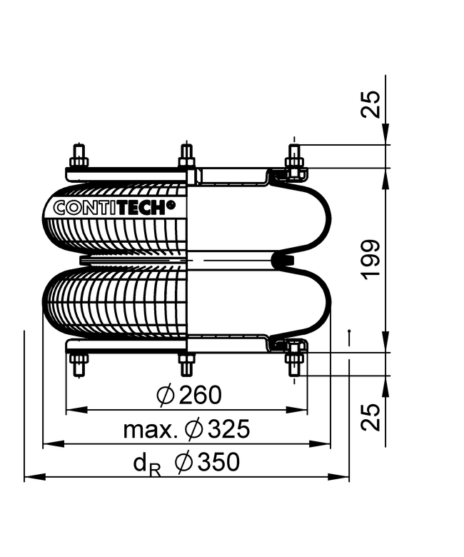 FD 412-18 1/2 M10 | ContiTech Air Spring for Gigant Axle